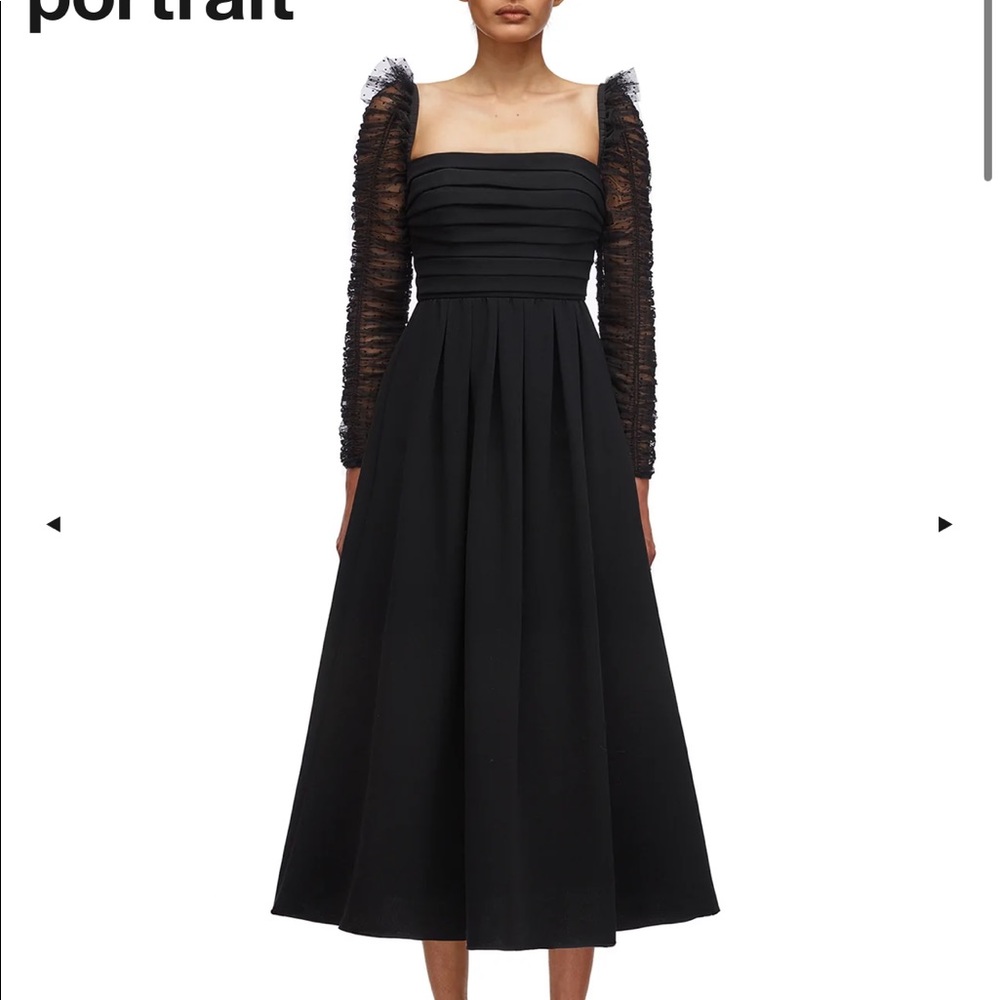SELF-PORTRAIT Crepe Dot Mesh Midi Dress